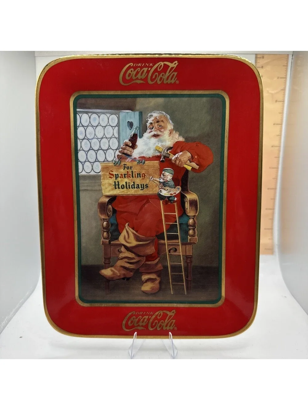 1996 Coca-Cola Franklin Mint Santa Claus Porcelain Plate For Sparkling Holidays